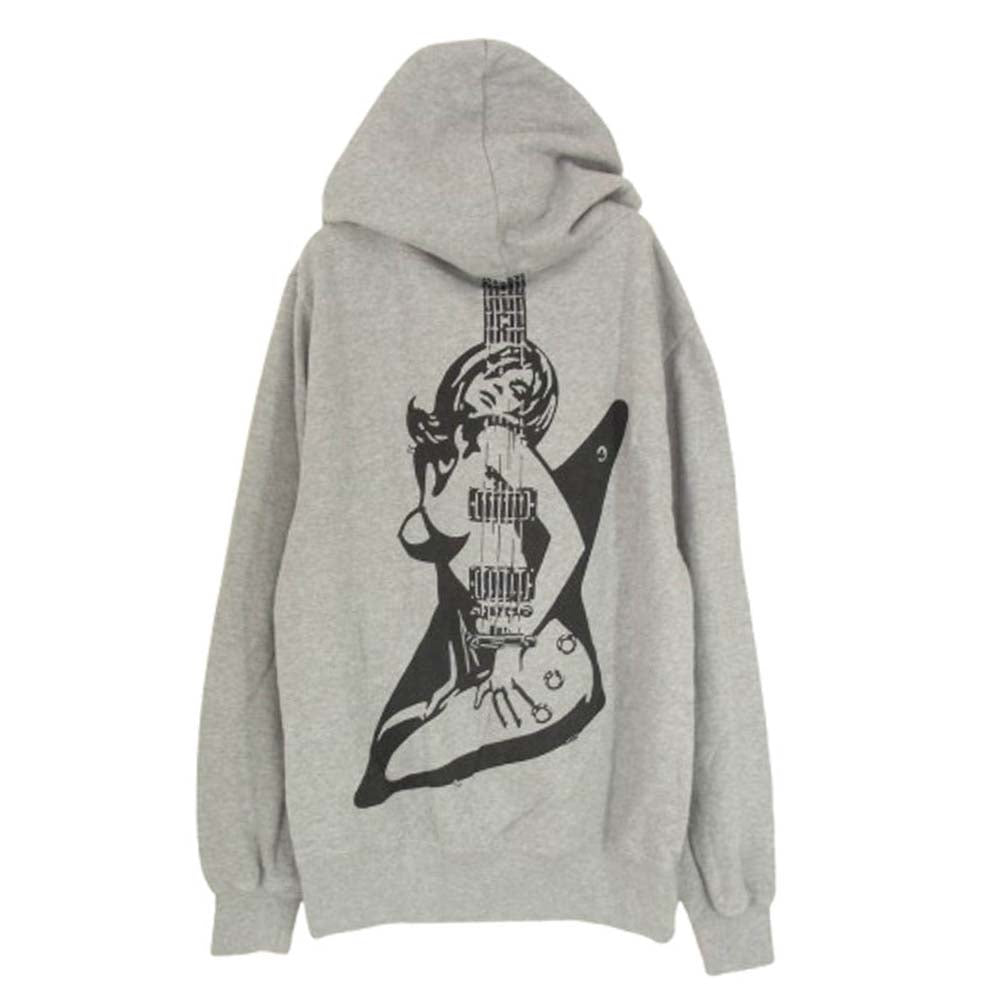 HYSTERIC GLAMOUR ヒステリックグラマー 02203CF11 GUITAR GIRL ギターガール ロゴ プリント プルオーバー フーディ パーカー グレー系 S【中古】