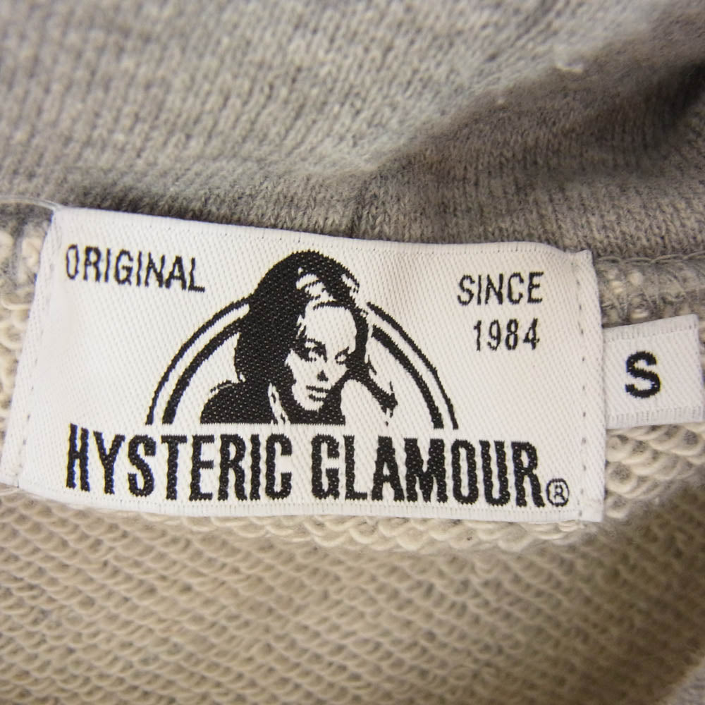 HYSTERIC GLAMOUR ヒステリックグラマー 02203CF11 GUITAR GIRL ギターガール ロゴ プリント プルオーバー フーディ パーカー グレー系 S【中古】