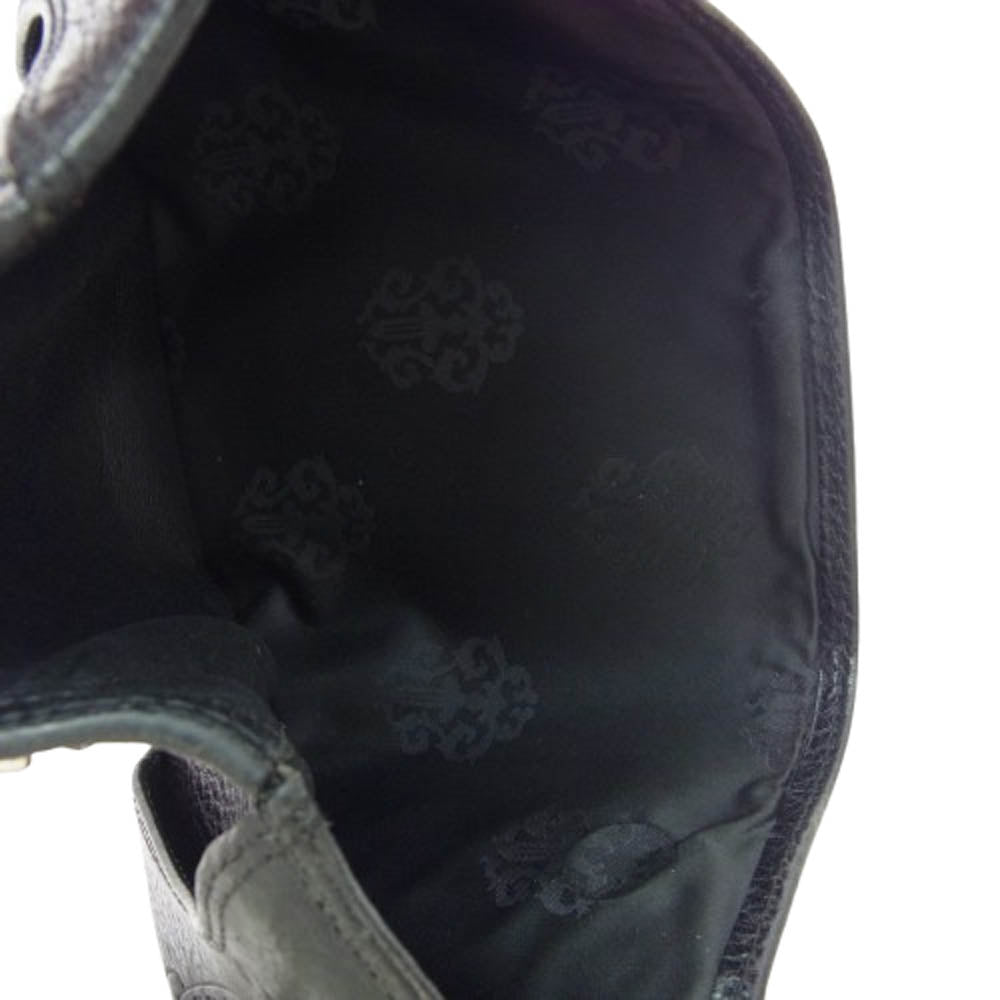 CHROME HEARTS クロムハーツ（原本有） 3FOLD 3フォールド クロスボールボタン コンパクト ウォレット レザー 三つ折り財布 ブラック系【中古】