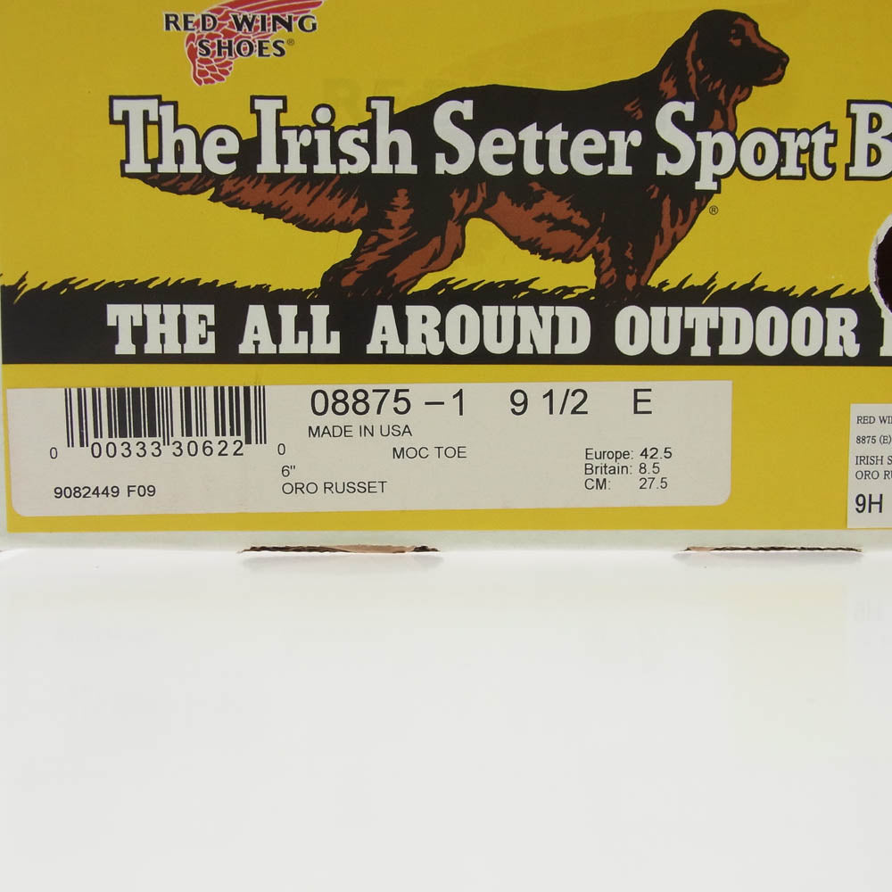 RED WING レッドウィング 8875 四角犬タグ 復刻 Irissh Setter アイリッシュセッター 6inch CLASSIC MOC TOE 6インチ クラシック モックトゥ ブーツ ブラウン系 9h【極上美品】【中古】
