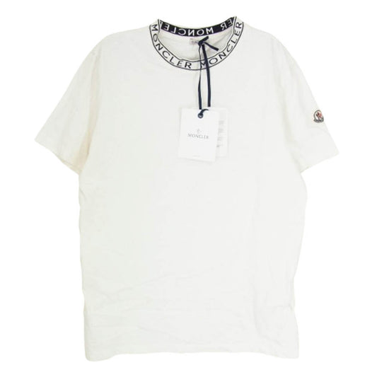 MONCLER モンクレール K10918C000278390T SS TSHIRT カラーネック ロゴレタリング 半袖 Tシャツ ホワイト系 L【中古】