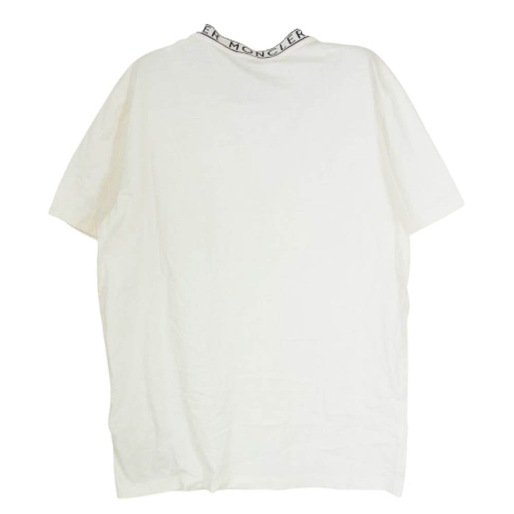 MONCLER モンクレール K10918C000278390T SS TSHIRT カラーネック ロゴレタリング 半袖 Tシャツ ホワイト系 L【中古】
