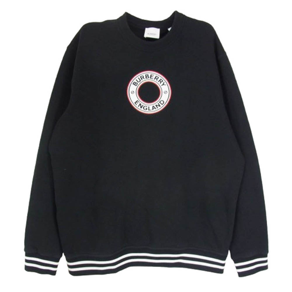 BURBERRY LONDON バーバリー ロンドン 8037982 ロゴ刺繍 ワッペン クルーネック スウェット トレーナー ブラック系 M【中古】
