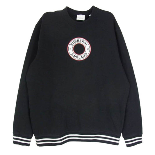 BURBERRY LONDON バーバリー ロンドン 8037982 ロゴ刺繍 ワッペン クルーネック スウェット トレーナー ブラック系 M【中古】