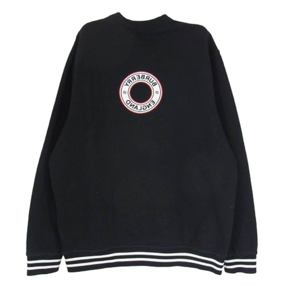 BURBERRY LONDON バーバリー ロンドン 8037982 ロゴ刺繍 ワッペン クルーネック スウェット トレーナー ブラック系 M【中古】