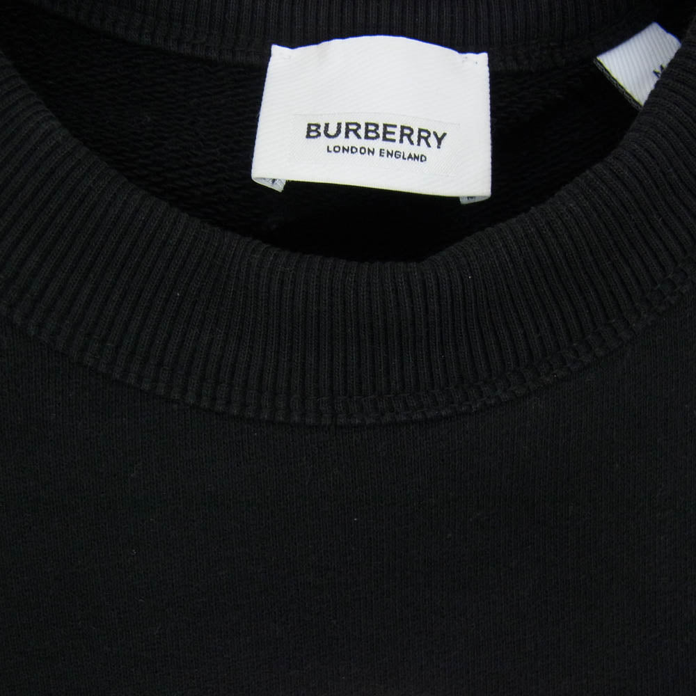 BURBERRY LONDON バーバリー ロンドン 8037982 ロゴ刺繍 ワッペン クルーネック スウェット トレーナー ブラック系 M【中古】