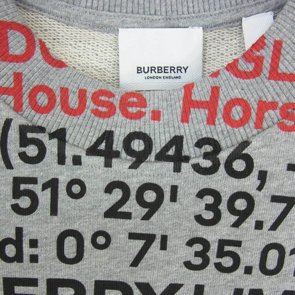 BURBERRY LONDON バーバリー ロンドン 8048286 Horseferry ホースフェリー ロゴプリント スウェット トレーナー グレー系 L【美品】【中古】