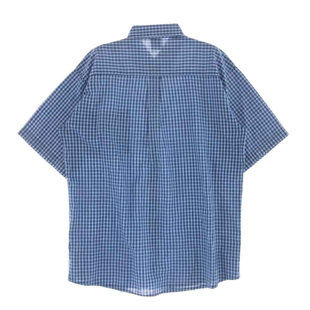 STUSSY ステューシー OLD オールド 90s～00s 赤青タグ ロゴ刺繍 チェック 半袖 シャツ ブルー系 M【中古】