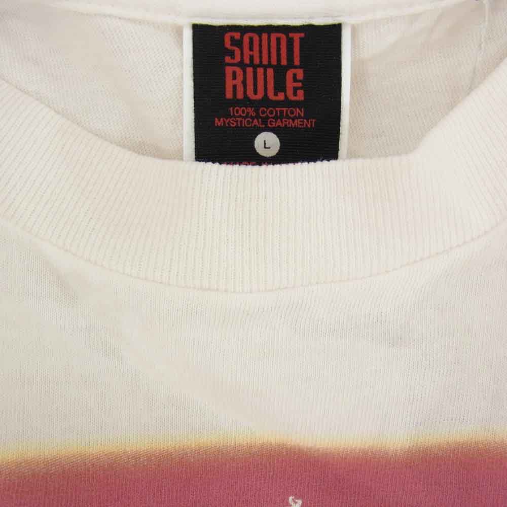 SAINT MICHAEL セントマイケル 25SS SM-HR8-0000-C13 × EVENGELION エヴァンゲリオン × GEEKS RULE ギークスルール S／S TEE ORANGE プリント 半袖 Tシャツ オフホワイト系 L【極上美品】【中古】