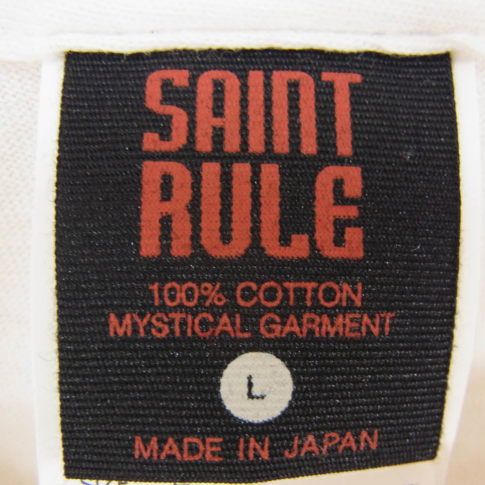 SAINT MICHAEL セントマイケル 25SS SM-HR8-0000-C13 × EVENGELION エヴァンゲリオン × GEEKS RULE ギークスルール S／S TEE ORANGE プリント 半袖 Tシャツ オフホワイト系 L【極上美品】【中古】