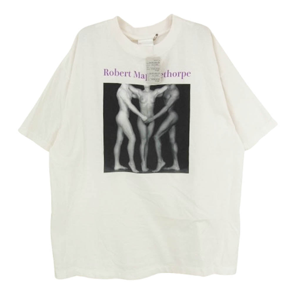 SAINT MICHAEL セントマイケル 25SS SM-HR8-0000-C19 Robert Mapplethorpe EMBRACE MT_SS TEE ロバートメイプルソープ エンブレイス プリント 半袖 Tシャツ オフホワイト系 L【極上美品】【中古】