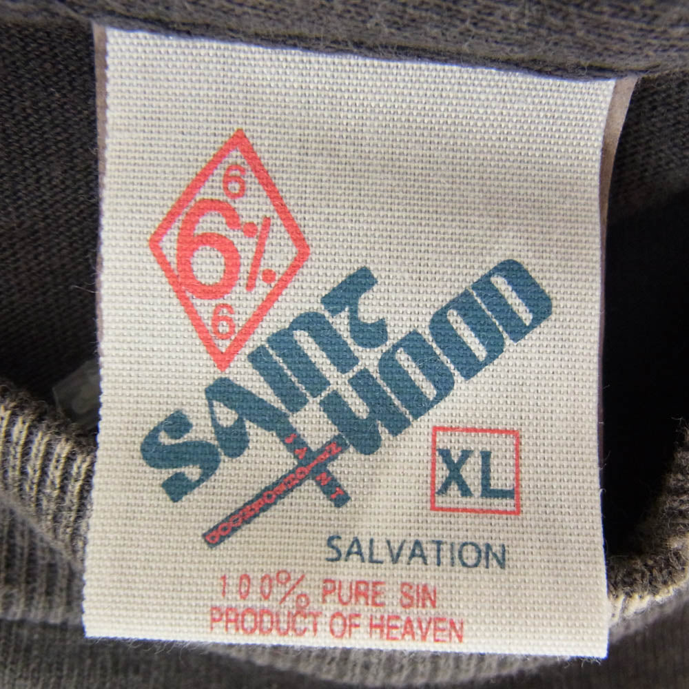 SAINT MICHAEL セントマイケル 25SS SM-HR8-0000-C69 × NEIGHBORHOOD ネイバーフッド STHD SS TEE HOOD プリント 半袖 Tシャツ チャコール系 XL【極上美品】【中古】
