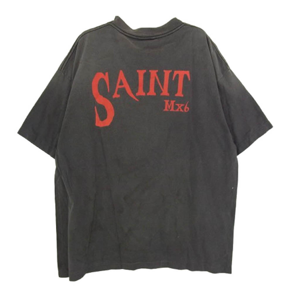 SAINT MICHAEL セントマイケル 25SS SM-HR8-0000-C52 × LOSTBOYS LB_SS TEE ロストボーイズ プリント 半袖 Tシャツ チャコール系 L【極上美品】【中古】