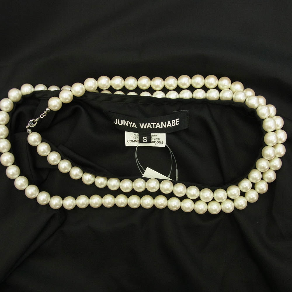 JUNYA WATANABE COMME des GARCONS ジュンヤワタナベコムデギャルソン JK-B018 パール付き ウール 変形 ジレ ブラック系 S【新古品】【未使用】【中古】