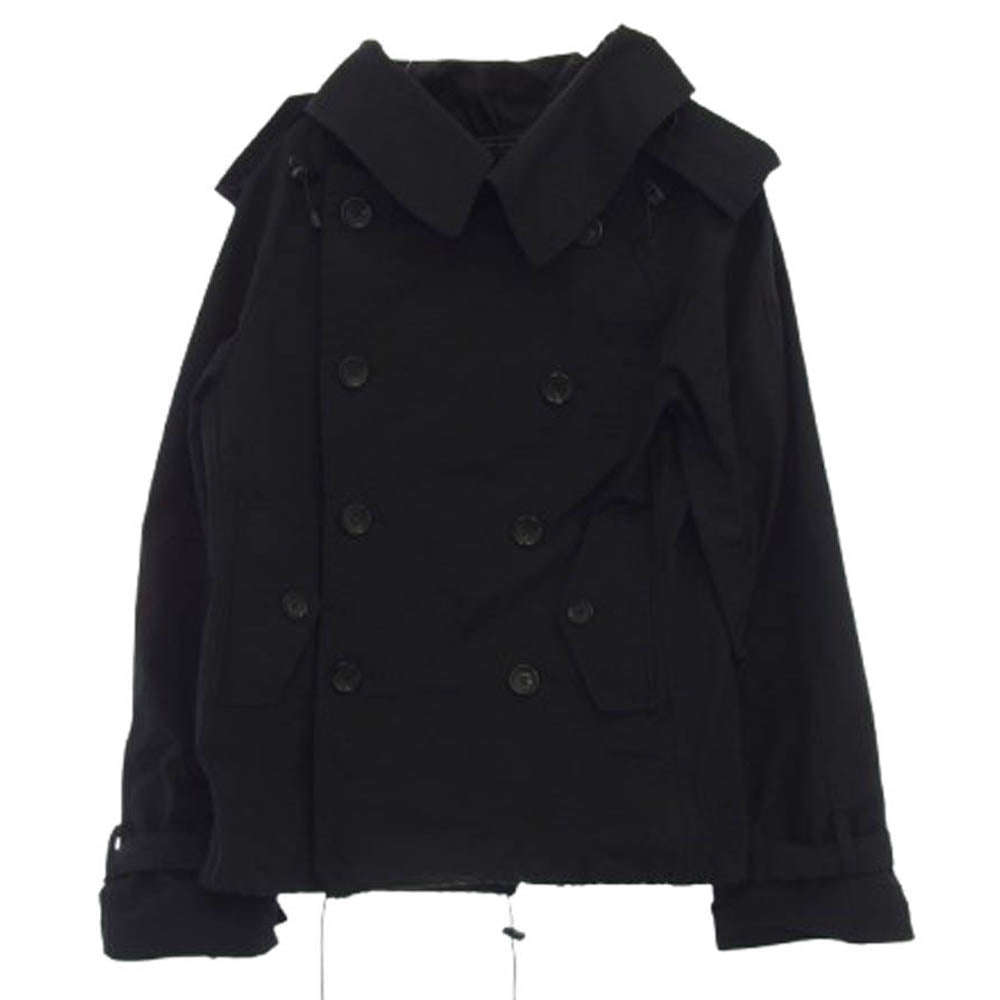JUNYA WATANABE COMME des GARCONS ジュンヤワタナベコムデギャルソン JL-C018 エポレット 変形 ショート トレンチコート ジャケット ブラック系 S【美品】【中古】