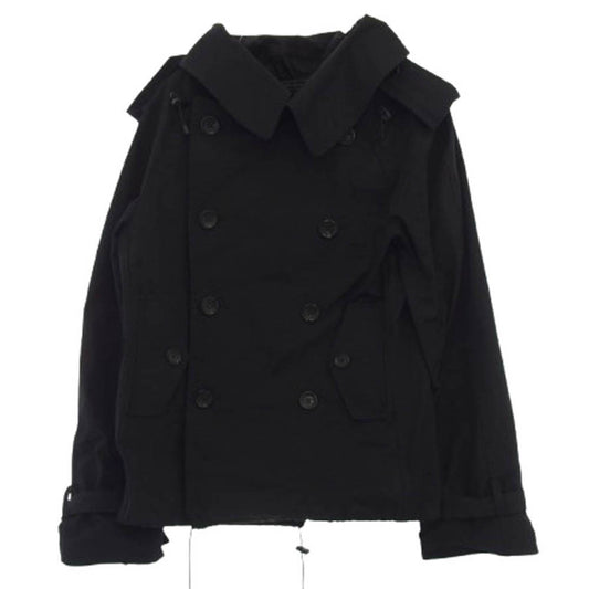 JUNYA WATANABE COMME des GARCONS ジュンヤワタナベコムデギャルソン JL-C018 エポレット 変形 ショート トレンチコート ジャケット ブラック系 S【美品】【中古】