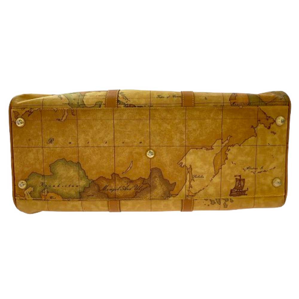PRIMA CLASSE プリマクラッセ 世界地図総柄 ボストン バッグ ブラウン系【中古】