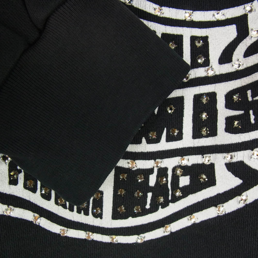 アルケミスト 24AW AL-A24-0000-141 WAVING ALCHEMIST HOODIE ラインストーン ヴィンテージ加工 パーカー フーディ ブラック系 XL【中古】