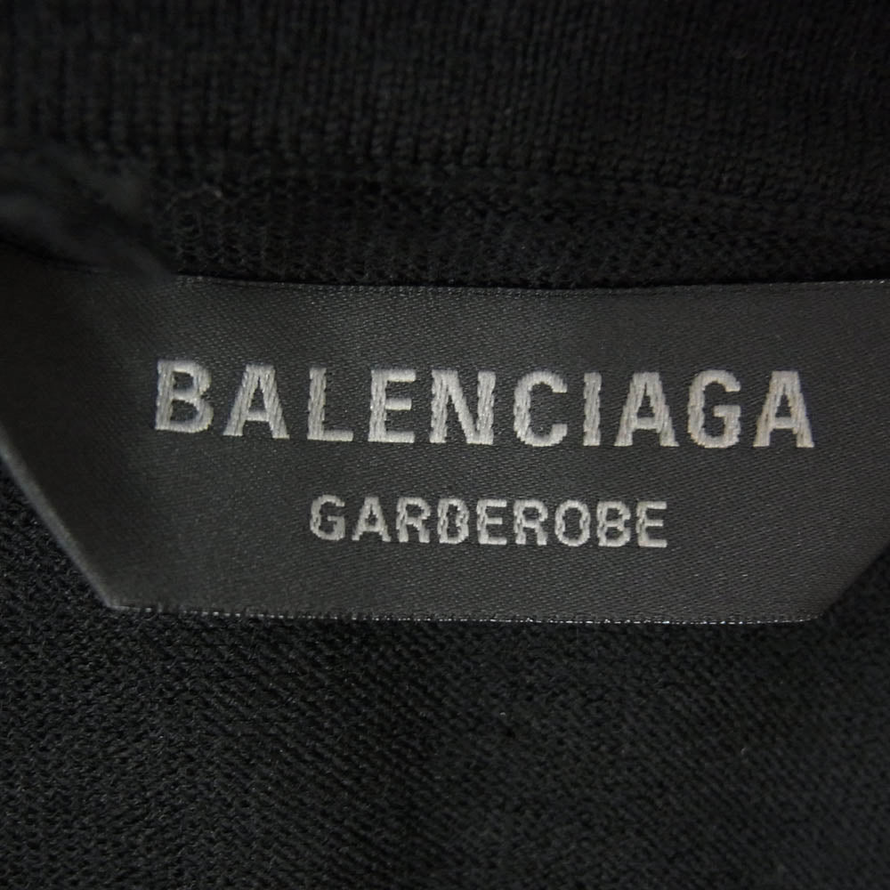 BALENCIAGA バレンシアガ 813099 T1716 GARDE-ROBE ロゴ刺繍 長袖 ニット ポロシャツ ブラック系 XS【極上美品】【中古】