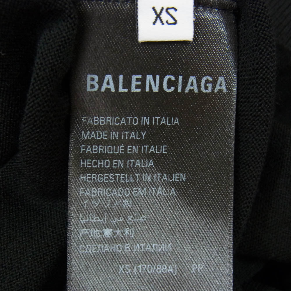 BALENCIAGA バレンシアガ 813099 T1716 GARDE-ROBE ロゴ刺繍 長袖 ニット ポロシャツ ブラック系 XS【極上美品】【中古】