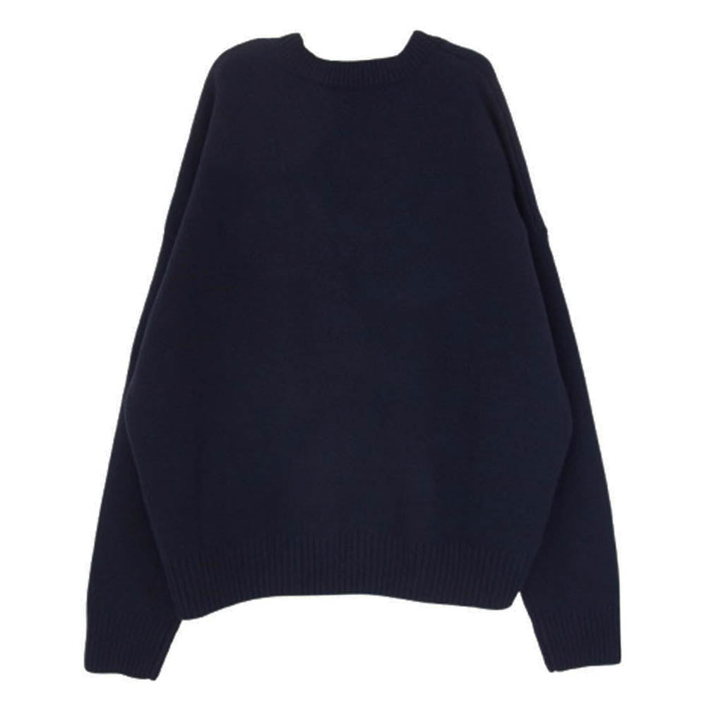 AMI PARIS アミパリス UKS244.KN0028 EMBOSSED AMI DE COEUR V NECK SWEATER エンボスロゴ Vネック ニット セーター ネイビー系 XL【中古】