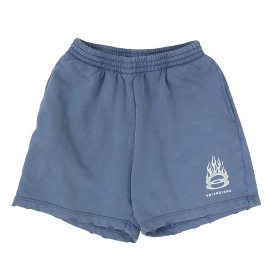 BALENCIAGA バレンシアガ 24SS 676137 TQVW9 Burning Unity Sweat Shorts バーニング ユニティ スウェット ショーツ ハーフ パンツ ブルー系 XS【中古】