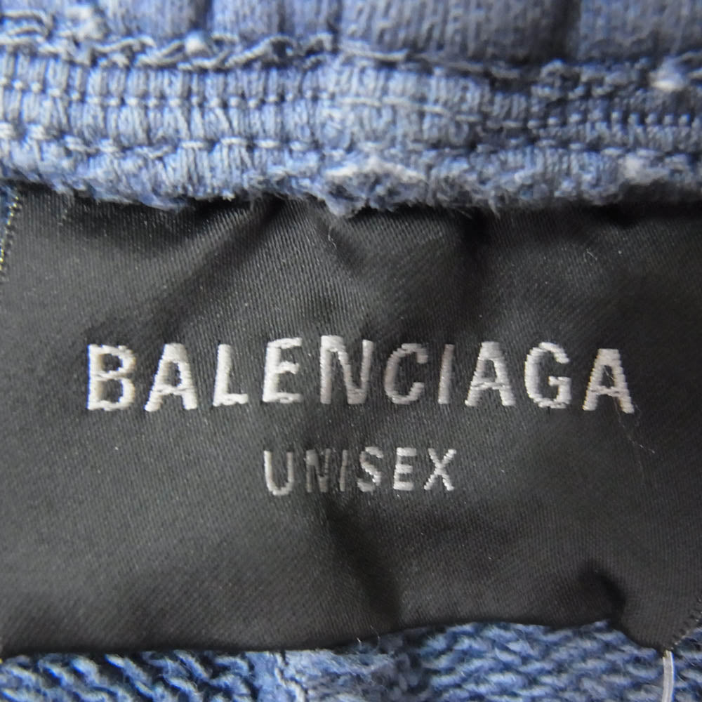 BALENCIAGA バレンシアガ 24SS 676137 TQVW9 Burning Unity Sweat Shorts バーニング ユニティ スウェット ショーツ ハーフ パンツ ブルー系 XS【中古】
