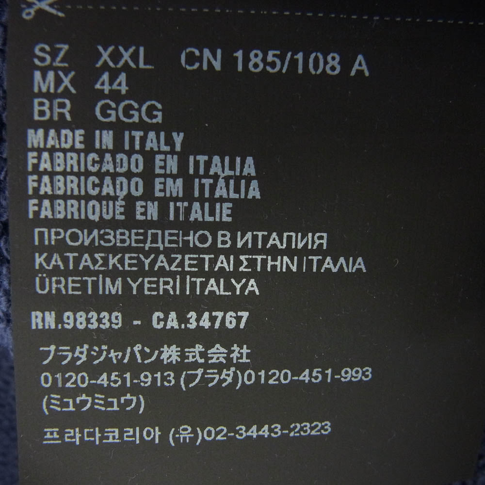 PRADA プラダ 25SS UJL19C SWMO カレッジロゴ ヴィンテージ加工 ニット三角ロゴ コットンフリース スウェット トレーナー ネイビー系 XXL【中古】