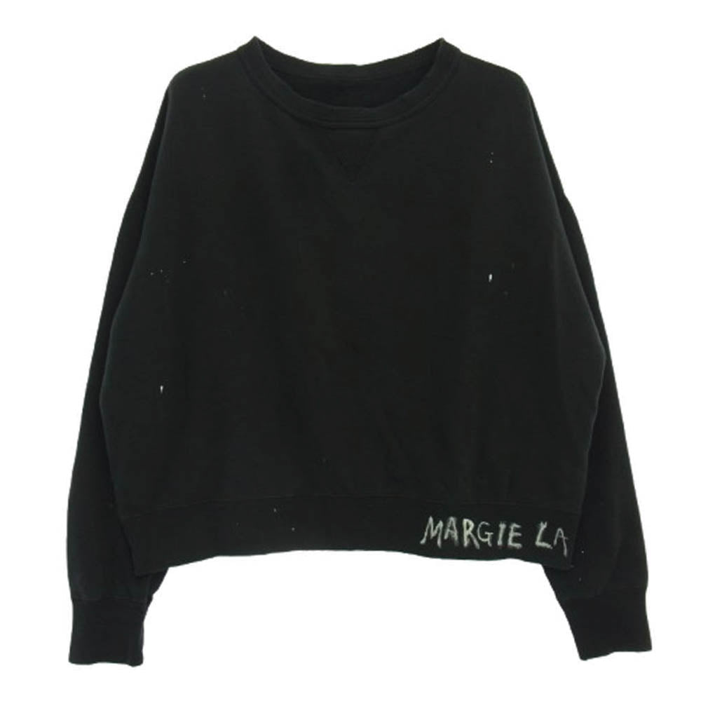 MAISON MARGIELA メゾンマルジェラ 25SS S50GU0237 ロゴ ペンキ加工 四つタグ スウェット トレーナー ブラック系 XL【中古】
