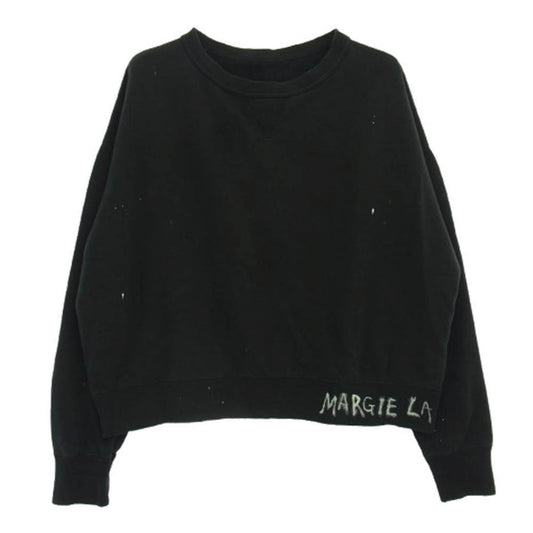 MAISON MARGIELA メゾンマルジェラ 25SS S50GU0237 ロゴ ペンキ加工 四つタグ スウェット トレーナー ブラック系 XL【中古】