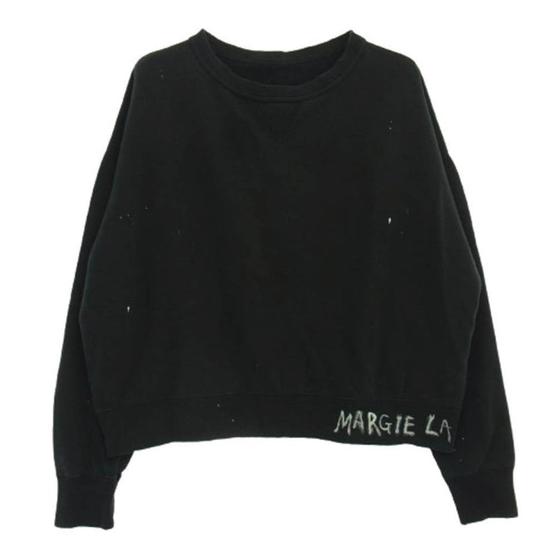 MAISON MARGIELA メゾンマルジェラ 25SS S50GU0237 ロゴ ペンキ加工 四つタグ スウェット トレーナー ブラック系 XL【中古】