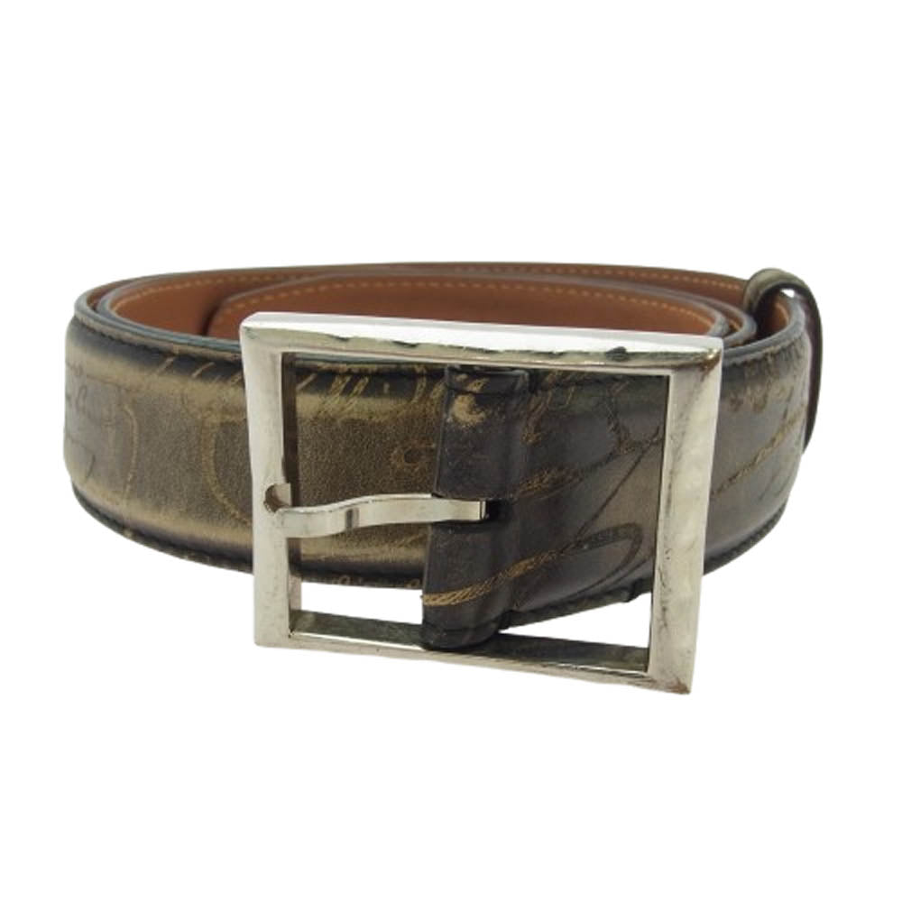 Berluti ベルルッティ カリグラフィ レザーベルト ブラック系 ベージュ系 ブラウン系【中古】