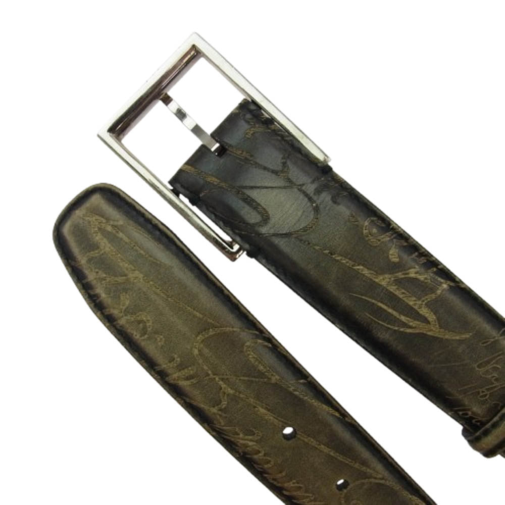 Berluti ベルルッティ カリグラフィ レザーベルト ブラック系 ベージュ系 ブラウン系【中古】