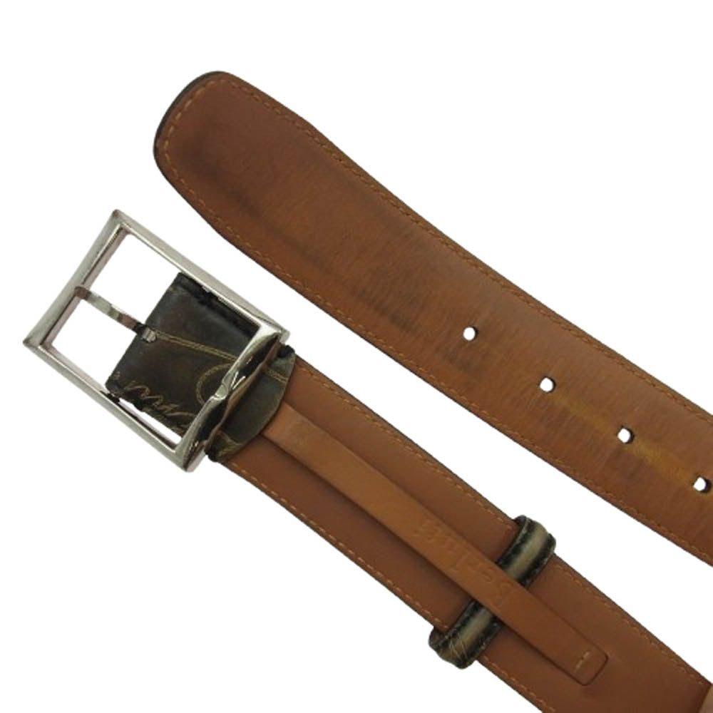Berluti ベルルッティ カリグラフィ レザーベルト ブラック系 ベージュ系 ブラウン系【中古】