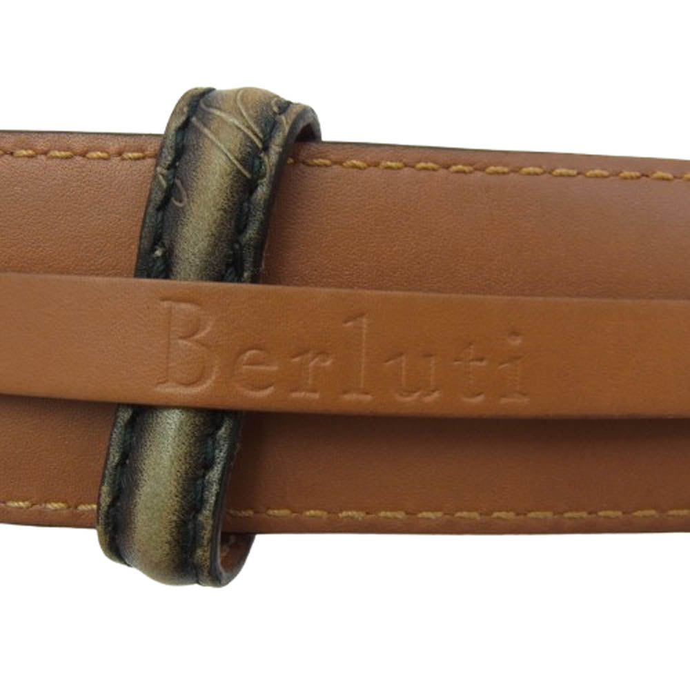 Berluti ベルルッティ カリグラフィ レザーベルト ブラック系 ベージュ系 ブラウン系【中古】