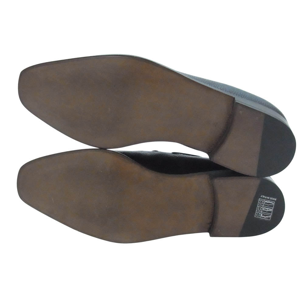 エンツォボナフェ スクエアトゥ レザー タッセル ローファー シューズ ダークブラウン系 8 1/2【美品】【中古】