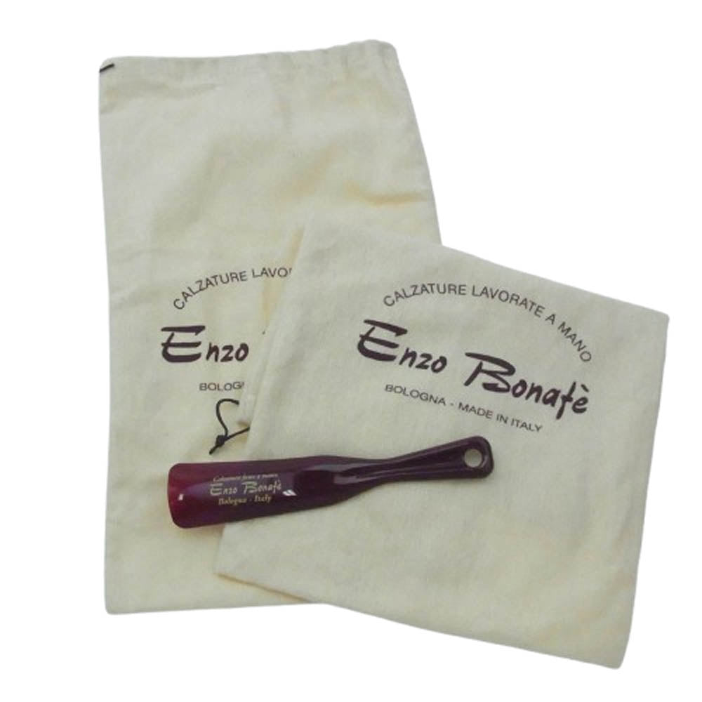 エンツォボナフェ スクエアトゥ レザー タッセル ローファー シューズ ダークブラウン系 8 1/2【美品】【中古】