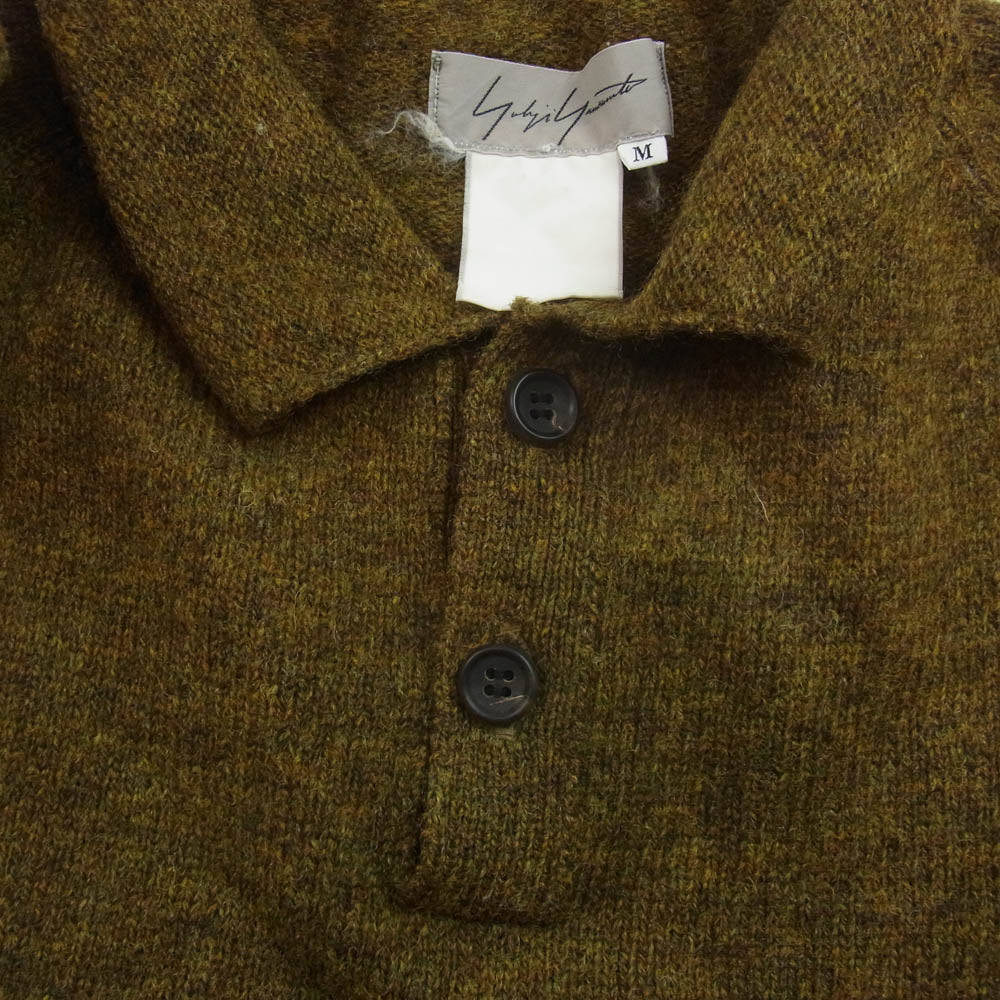 Yohji Yamamoto ヨウジヤマモト ニット ポロシャツ 長袖 カーキ系 M【中古】