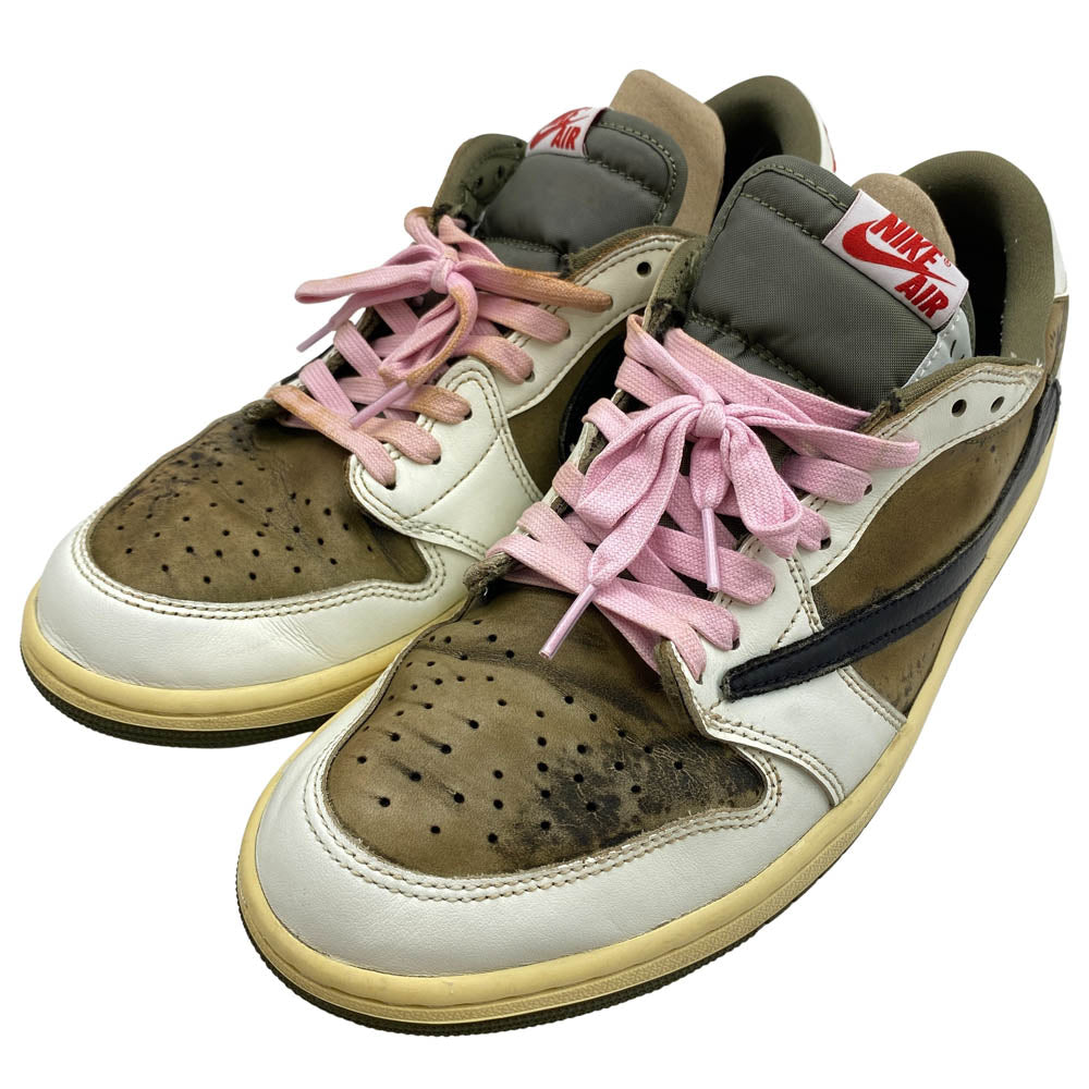 NIKE ナイキ DM7866-200 【フェイクバスターズ鑑定済】× TRAVIS SCOTT AIR JORDAN 1 LOW OG SP Reverse Olive トラヴィススコット エアジョーダン1 ロー OG SP リバースオリーブ スニーカー カーキ系 29.5cm【中古】