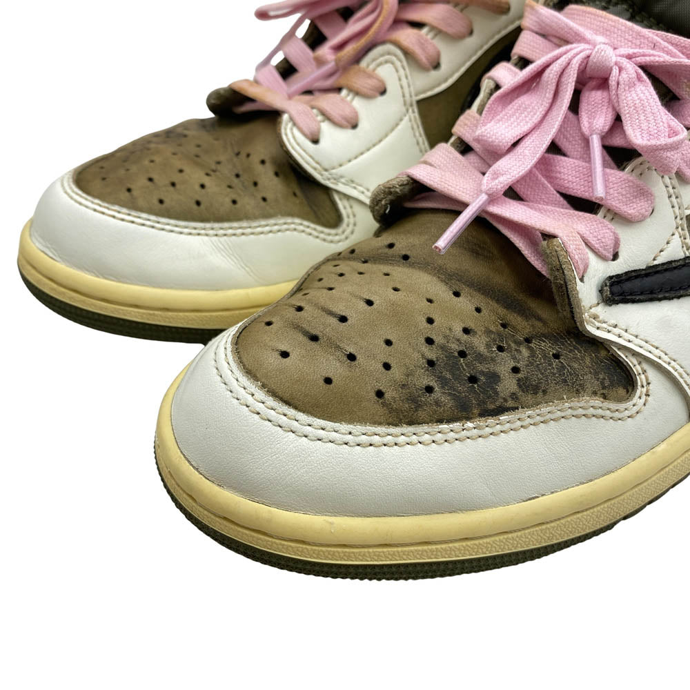 NIKE ナイキ DM7866-200 【フェイクバスターズ鑑定済】× TRAVIS SCOTT AIR JORDAN 1 LOW OG SP Reverse Olive トラヴィススコット エアジョーダン1 ロー OG SP リバースオリーブ スニーカー カーキ系 29.5cm【中古】