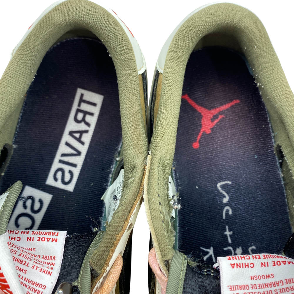 NIKE ナイキ DM7866-200 【フェイクバスターズ鑑定済】× TRAVIS SCOTT AIR JORDAN 1 LOW OG SP Reverse Olive トラヴィススコット エアジョーダン1 ロー OG SP リバースオリーブ スニーカー カーキ系 29.5cm【中古】