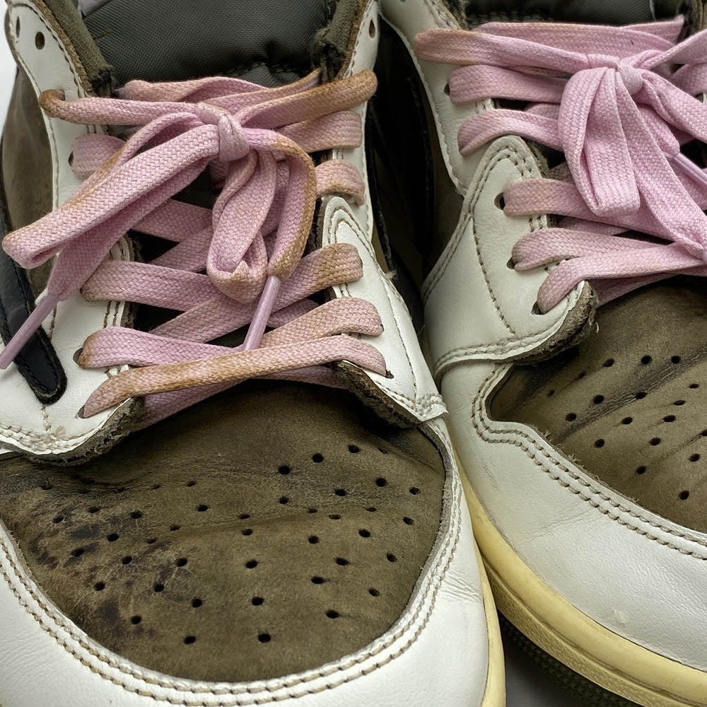 NIKE ナイキ DM7866-200 【フェイクバスターズ鑑定済】× TRAVIS SCOTT AIR JORDAN 1 LOW OG SP Reverse Olive トラヴィススコット エアジョーダン1 ロー OG SP リバースオリーブ スニーカー カーキ系 29.5cm【中古】