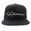 Supreme シュプリーム 18AW × New Era 7 1/2 Classic Script ニューエラ クラシック スクリプト ロゴ 刺繍 キャップ ダークネイビー系【中古】