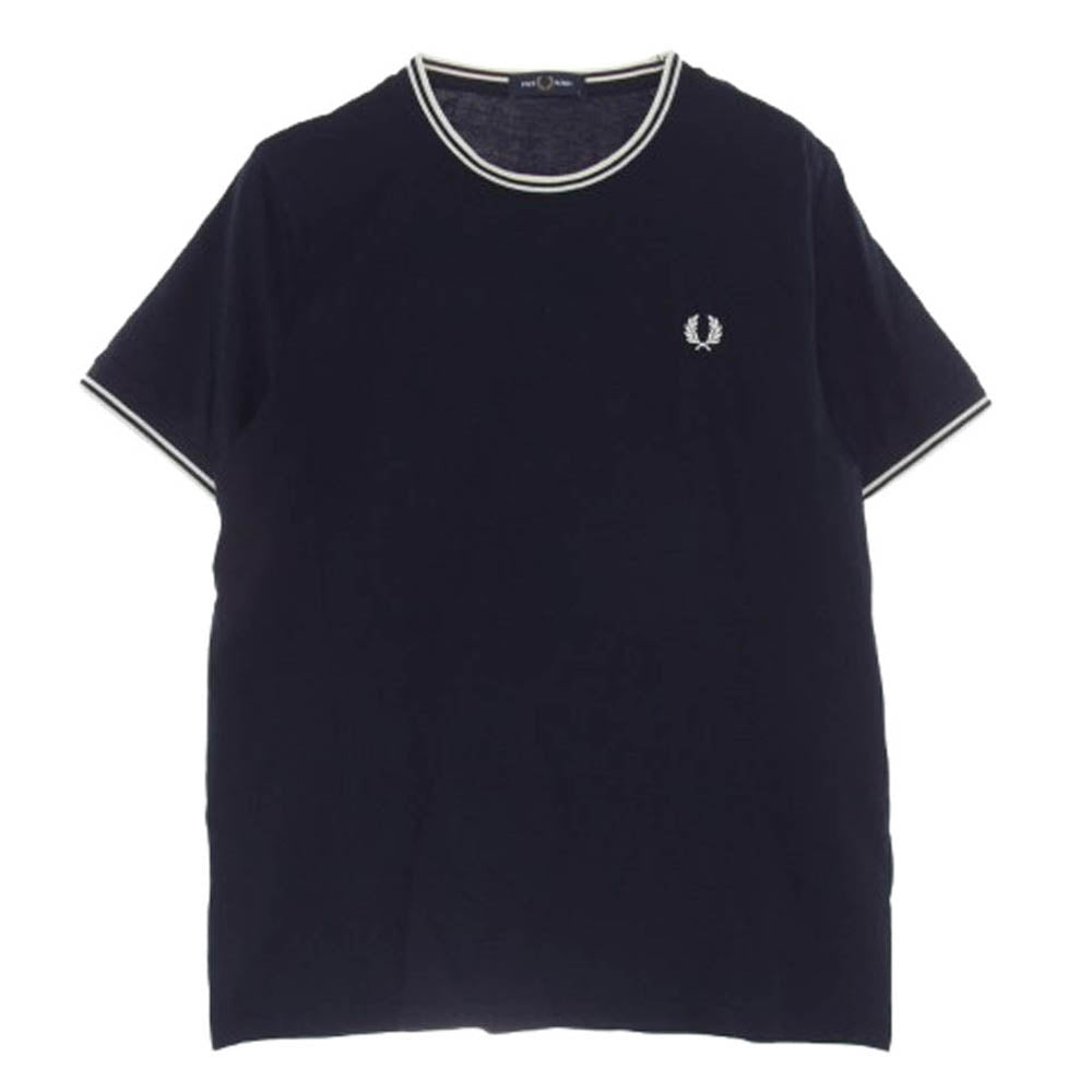 FRED PERRY フレッドペリー M1588 TWIN TIPPED TEE ロゴ刺繍 Tシャツ 半袖カットソー ネイビー ネイビー系 L【中古】