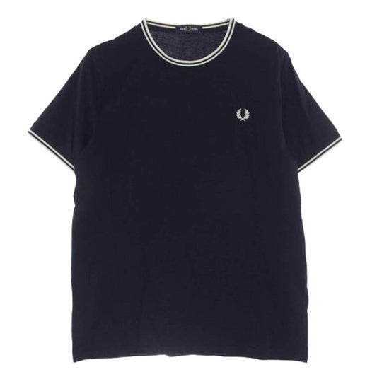 FRED PERRY フレッドペリー M1588 TWIN TIPPED TEE ロゴ刺繍 Tシャツ 半袖カットソー ネイビー ネイビー系 L【中古】