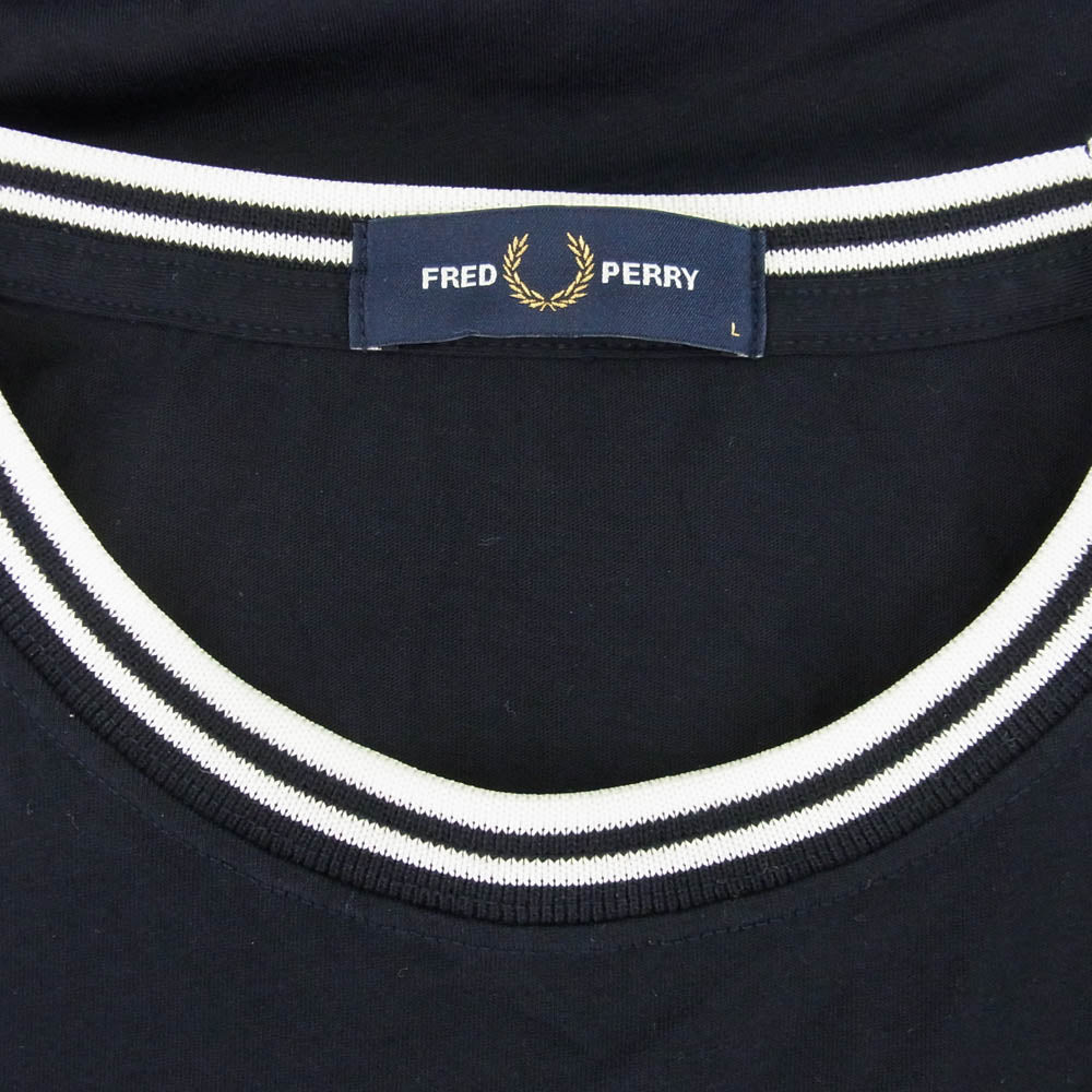 FRED PERRY フレッドペリー M1588 TWIN TIPPED TEE ロゴ刺繍 Tシャツ 半袖カットソー ネイビー ネイビー系 L【中古】