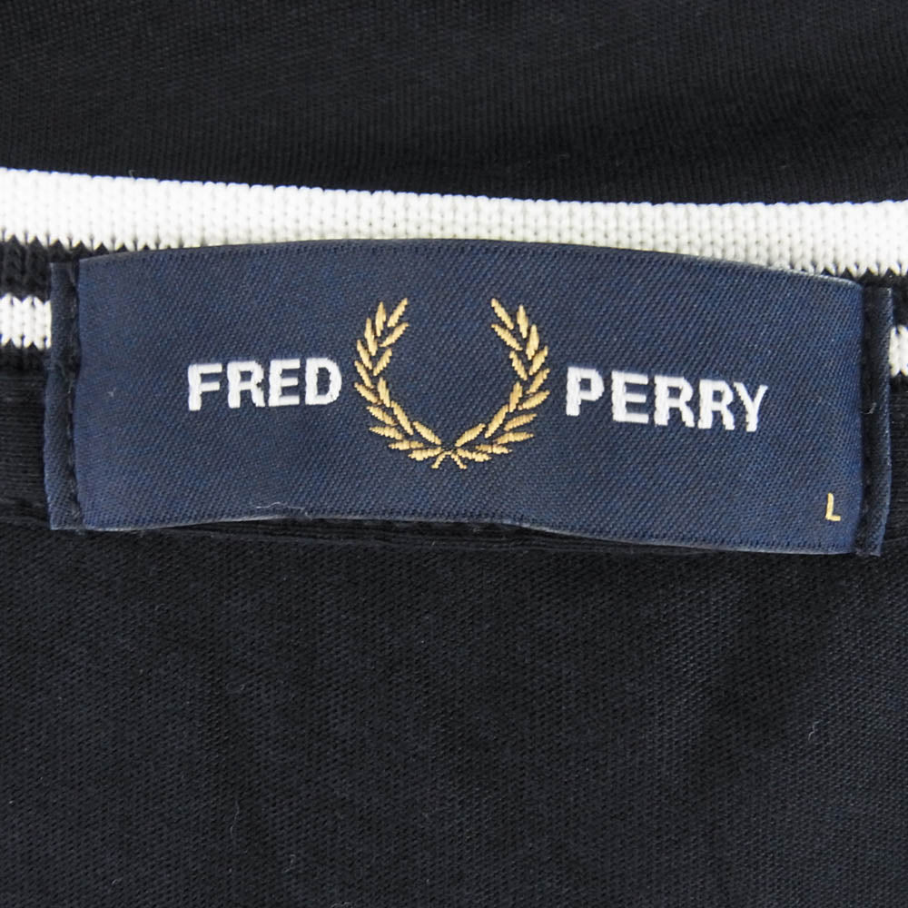 FRED PERRY フレッドペリー M1588 TWIN TIPPED TEE ロゴ刺繍 Tシャツ 半袖カットソー ネイビー ネイビー系 L【中古】