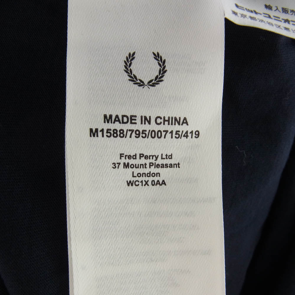 FRED PERRY フレッドペリー M1588 TWIN TIPPED TEE ロゴ刺繍 Tシャツ 半袖カットソー ネイビー ネイビー系 L【中古】