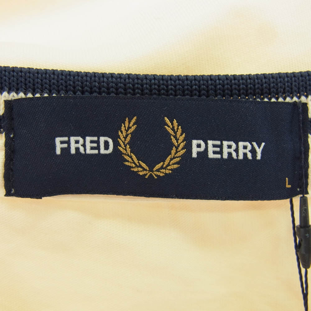 FRED PERRY フレッドペリー M1588 TWIN TIPPED TEE ロゴ刺繍 Tシャツ 半袖カットソー オフホワイト オフホワイト系 L【新古品】【未使用】【中古】