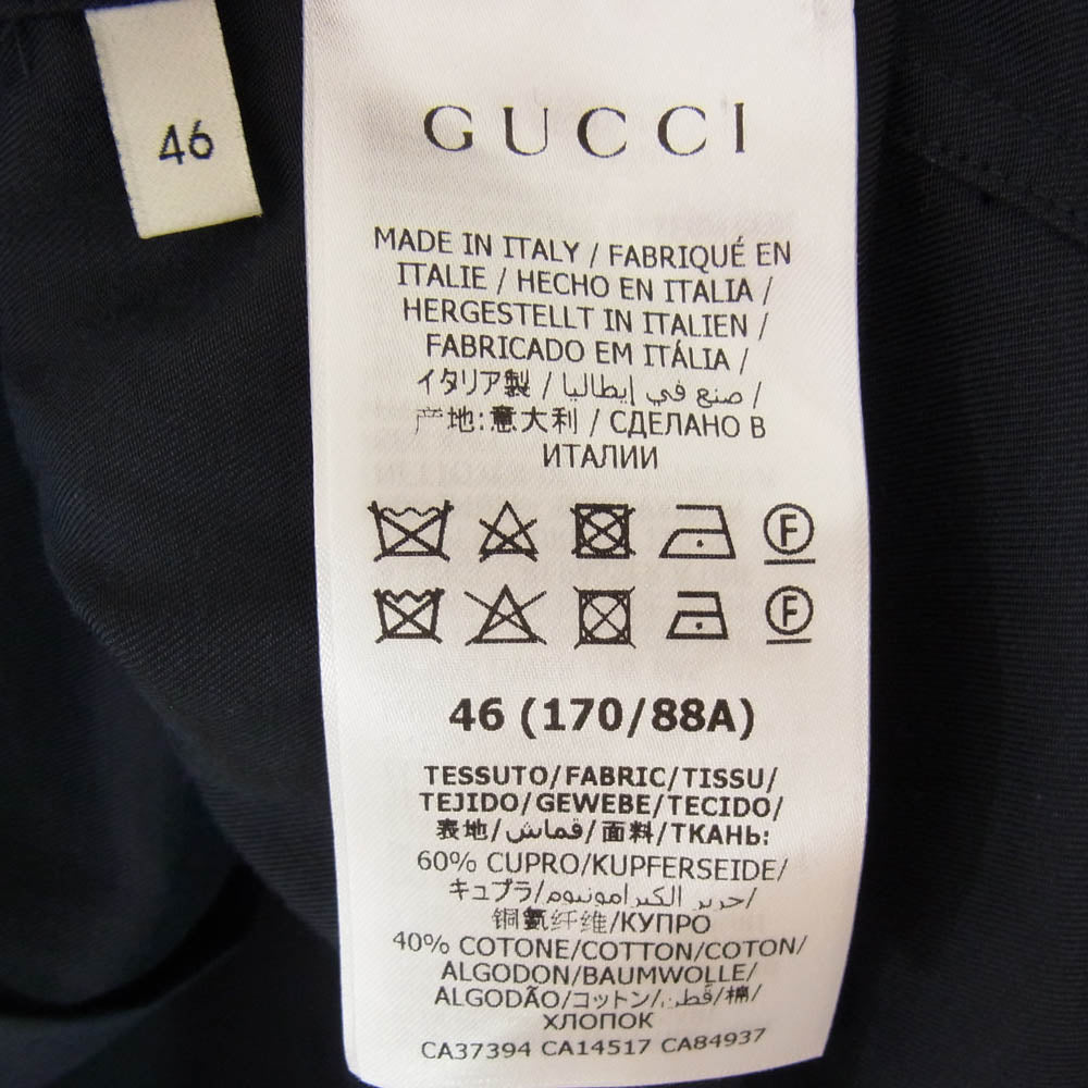 GUCCI グッチ 619032 Z407M エポレット付き 金ボタン キュプラ 長袖シャツ ネイビー系 46【中古】